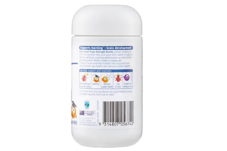 Viên nhai Nature's Way Kids Smart DHA 300mg - Hỗ trợ phát triển não bộ và thị giác cho bé, hương cam thơm ngon (50 viên)