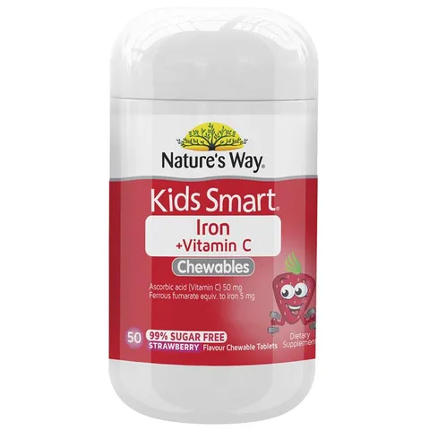 Viên Nhai Nature's Way Kids Smart Iron + Vitamin C 50 Viên - Bổ Sung Sắt & Tăng Cường Miễn Dịch Cho Trẻ Em Hương Cam