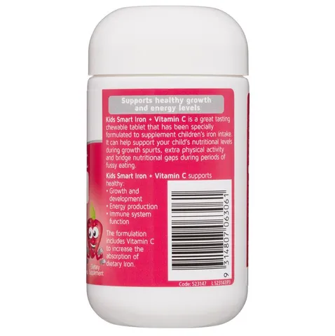 Viên Nhai Nature's Way Kids Smart Iron + Vitamin C 50 Viên - Bổ Sung Sắt & Tăng Cường Miễn Dịch Cho Trẻ Em Hương Cam
