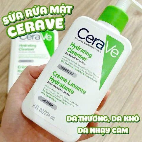 Sữa Rửa Mặt CeraVe Hydrating Cleanser 473ml Xanh Lá - Giữ Ẩm, Dịu Nhẹ, Phù Hợp Cho Da Nhạy Cảm, Làm Sạch & Cấp Ẩm Tối Ưu