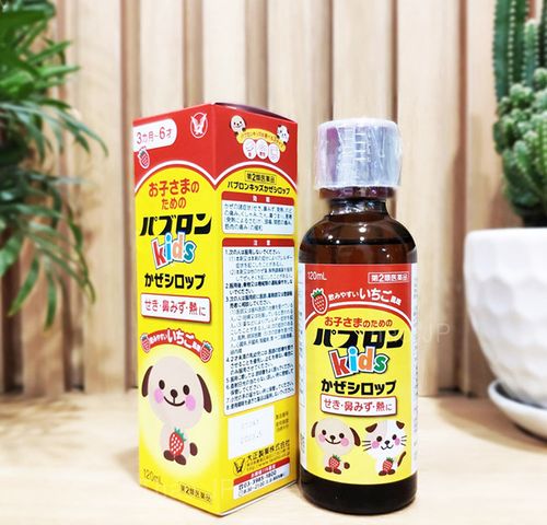 Siro Cảm Cúm Pabron Kids Vị Dâu 120ml - Giúp Trẻ Em Giảm Ho, Sổ Mũi, Sốt, Dễ Uống, Chất Lượng Từ Nhật Bản