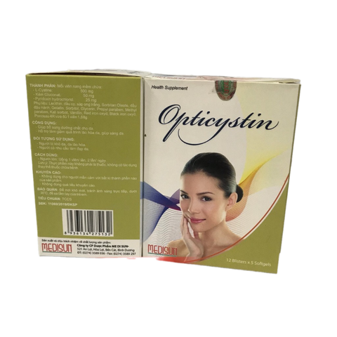 Viên Uống OPTICYSTIN Cải Thiện Tóc Khỏe Đẹp Da - Hỗ Trợ Ngăn Gẫy Rụng, Sạm Da - Hộp 60 Viên Medisun
