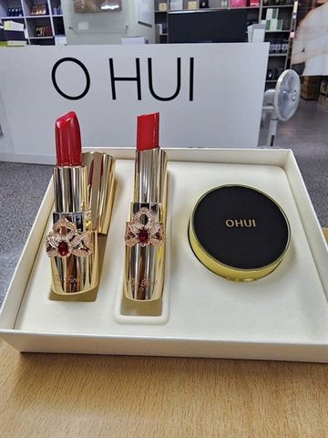 Sét Son O Hui The First & Phấn Nước Mini - Bộ Trang Điểm Sang Trọng Cho Làn Da Mịn Màng, Cung Cấp Độ Ẩm Và Suốt Ngày Tươi Mới