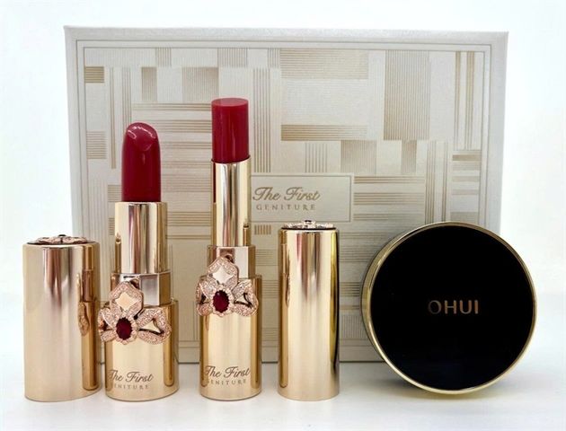 Sét Son O Hui The First & Phấn Nước Mini - Bộ Trang Điểm Sang Trọng Cho Làn Da Mịn Màng, Cung Cấp Độ Ẩm Và Suốt Ngày Tươi Mới
