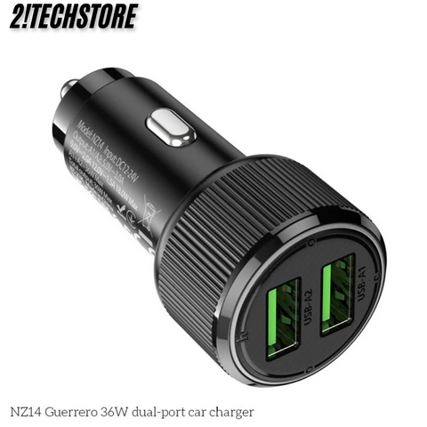 Tẩu sạc ô tô Hoco NZ14 sạc nhanh 18W, 2 cổng USB-A, Thiết kế nhỏ gọn, chất liệu hợp kim nhôm
