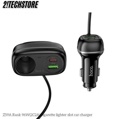 Tẩu sạc ô tô Hoco Z59A 96W sạc nhanh đa cổng 4 cổng USB (2 Type-C, 2 USB-A)