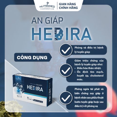 Viên uống An Giáp Hedira 30 viên - Hỗ trợ tăng cường sức khỏe tuyến giáp và điều hòa hormone - Thực phẩm chức năng Nutramed