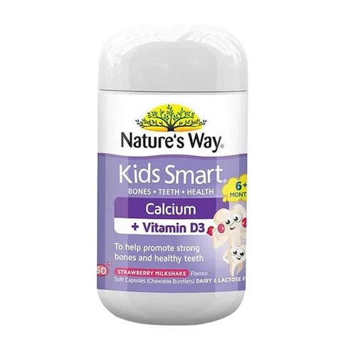 Viên mềm Nature's Way Kids Smart Calcium + Vitamin D3 50 viên - Bổ sung Canxi & Vitamin D dễ nhai giúp xương răng chắc khỏe cho trẻ em