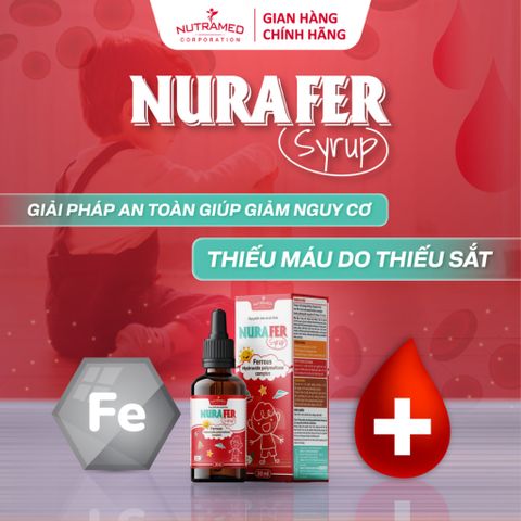 Siro Nurafer Bổ Sung Sắt 30ml - Hỗ Trợ Giảm Thiếu Máu, Dành Cho Trẻ Em Và Phụ Nữ Mang Thai - Nutramed