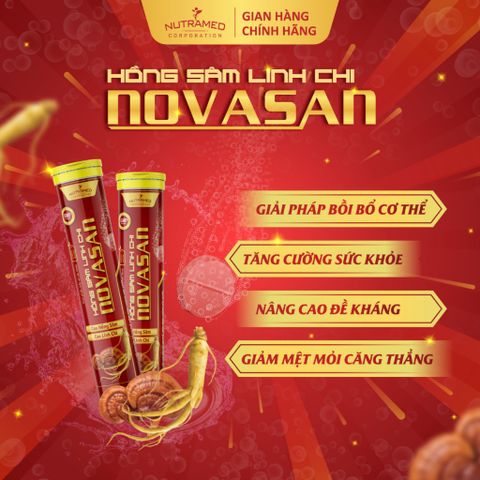 Viên sủi hồng sâm linh chi Novasan hỗ trợ bồi bổ cơ thể, tăng sức đề kháng (20 viên)