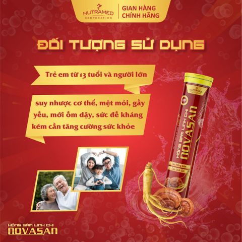 Viên sủi hồng sâm linh chi Novasan hỗ trợ bồi bổ cơ thể, tăng sức đề kháng (20 viên)