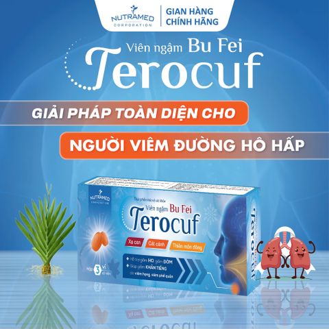 Viên ngậm Bổ Phổi Terocuf - Giảm Ho, Long Đờm, Khản Tiếng do Viêm Họng & Viêm Phế Quản (9 Viên) - Sản Phẩm Nutramed Hỗ Trợ Sức Khỏe