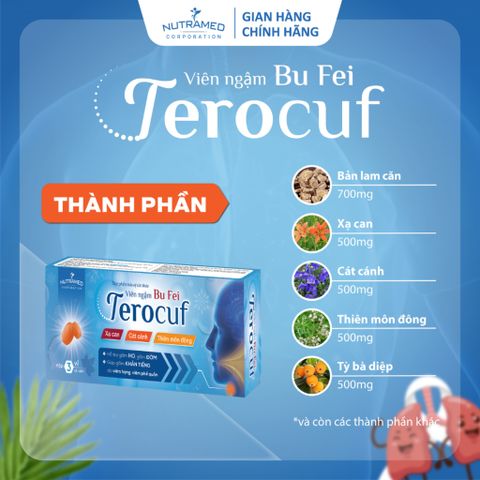 Viên ngậm Bổ Phổi Terocuf - Giảm Ho, Long Đờm, Khản Tiếng do Viêm Họng & Viêm Phế Quản (9 Viên) - Sản Phẩm Nutramed Hỗ Trợ Sức Khỏe