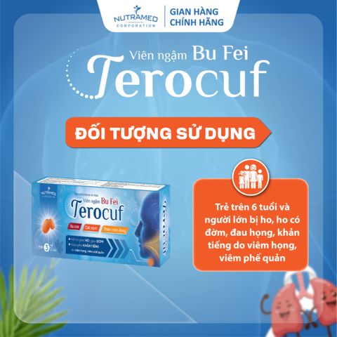 Viên ngậm Bổ Phổi Terocuf - Giảm Ho, Long Đờm, Khản Tiếng do Viêm Họng & Viêm Phế Quản (9 Viên) - Sản Phẩm Nutramed Hỗ Trợ Sức Khỏe