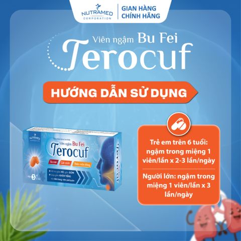 Viên ngậm Bổ Phổi Terocuf - Giảm Ho, Long Đờm, Khản Tiếng do Viêm Họng & Viêm Phế Quản (9 Viên) - Sản Phẩm Nutramed Hỗ Trợ Sức Khỏe