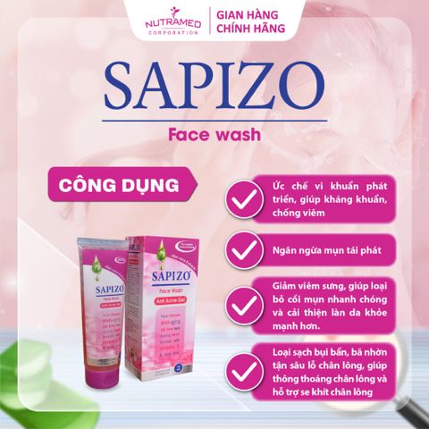 Gel Rửa Mặt Sapizo 100g - Sạch Da, Cải Thiện Mụn - Dành Cho Da Dầu và Da Hỗn Hợp - Sản Phẩm Chính Hãng