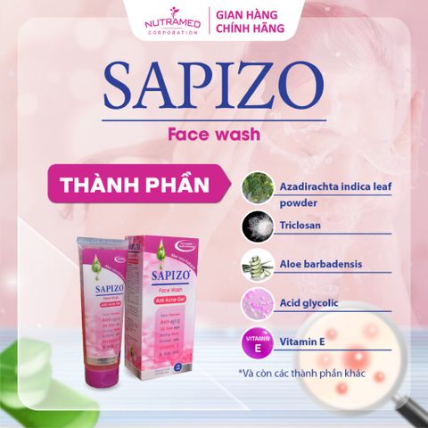 Gel Rửa Mặt Sapizo 100g - Sạch Da, Cải Thiện Mụn - Dành Cho Da Dầu và Da Hỗn Hợp - Sản Phẩm Chính Hãng