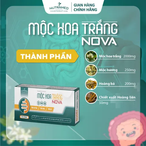 Viên uống Mộc Hoa Trắng Nova - Hỗ trợ sức khỏe đường ruột và viêm đại tràng (30 viên) - Nutramed