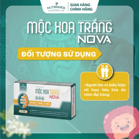 Viên uống Mộc Hoa Trắng Nova - Hỗ trợ sức khỏe đường ruột và viêm đại tràng (30 viên) - Nutramed