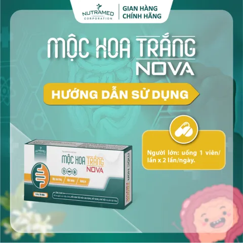 Viên uống Mộc Hoa Trắng Nova - Hỗ trợ sức khỏe đường ruột và viêm đại tràng (30 viên) - Nutramed