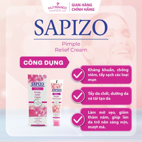 Kem Sapizo Cream 25g - Hỗ trợ cải thiện mụn trứng cá, làm mờ thâm và sẹo, dưỡng da mịn màng, chính hãng, an toàn cho làn da.
