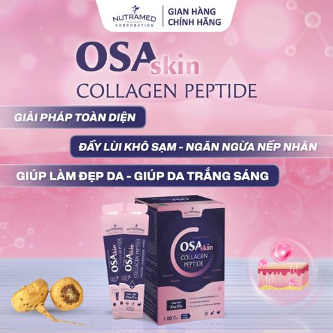 Gói Uống Osaskin Collagen Peptide - Hỗ Trợ Làm Đẹp Da, Chống Lão Hóa, Tăng Độ Đàn Hồi - Nutramed 15ml x 20 Gói