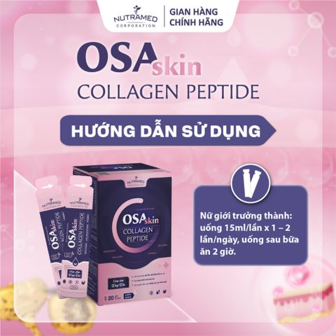 Gói Uống Osaskin Collagen Peptide - Hỗ Trợ Làm Đẹp Da, Chống Lão Hóa, Tăng Độ Đàn Hồi - Nutramed 15ml x 20 Gói