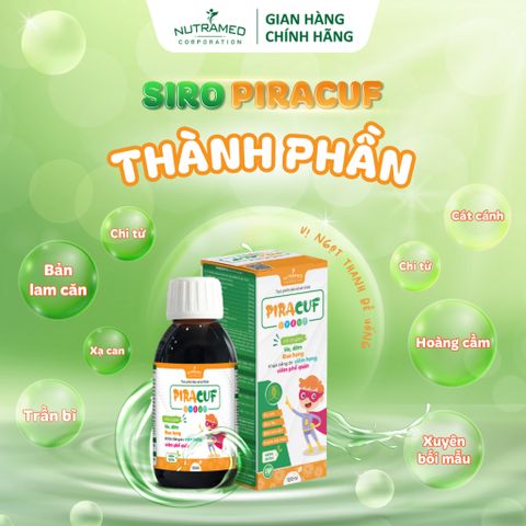 Piracuf Syrup 120ml - Hỗ Trợ Giảm Ho, Long Đờm, Viêm Họng và Viêm Phế Quản - Cho Trẻ Em và Người Lớn