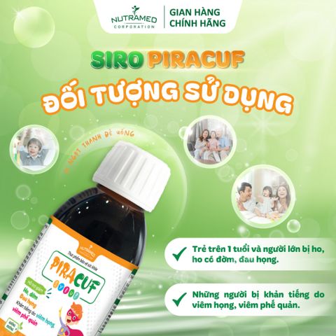 Piracuf Syrup 120ml - Hỗ Trợ Giảm Ho, Long Đờm, Viêm Họng và Viêm Phế Quản - Cho Trẻ Em và Người Lớn