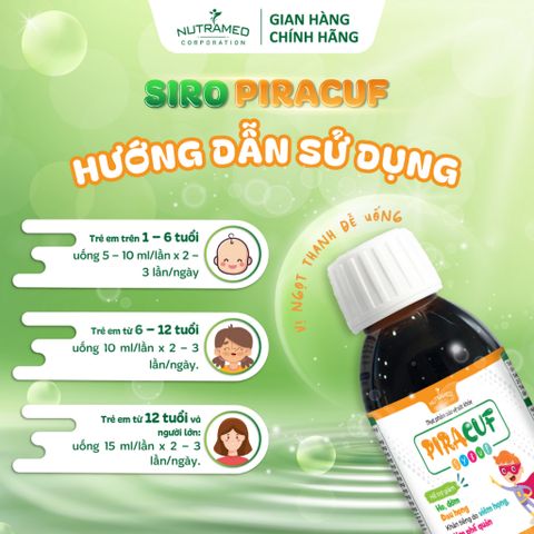 Piracuf Syrup 120ml - Hỗ Trợ Giảm Ho, Long Đờm, Viêm Họng và Viêm Phế Quản - Cho Trẻ Em và Người Lớn