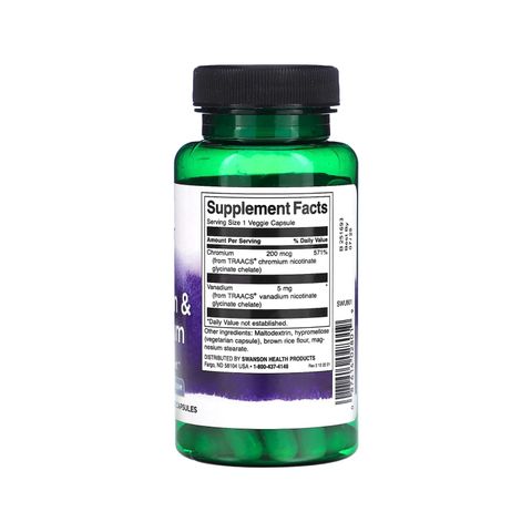 Viên Uống Chromium Vanadium Glycinate Swanson Hỗ Trợ Kiểm Soát Đường Huyết & Mỡ Máu (Hộp 60 Viên) - Sản Phẩm Chất Lượng Cao Nhập Mỹ