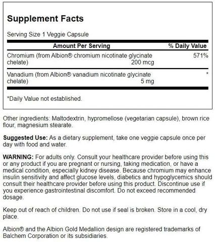 Viên Uống Chromium Vanadium Glycinate Swanson Hỗ Trợ Kiểm Soát Đường Huyết & Mỡ Máu (Hộp 60 Viên) - Sản Phẩm Chất Lượng Cao Nhập Mỹ