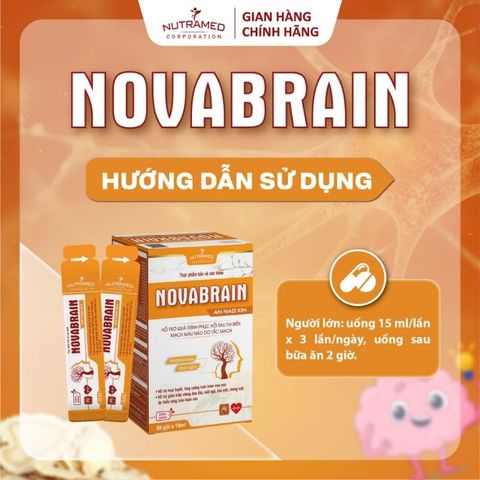 Gói uống Novabrain hỗ trợ phục hồi sau tai biến mạch máu não - Bổ não, tăng cường trí nhớ (20 gói x 15ml) - Nutramed