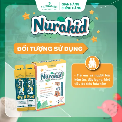 Gói uống Nurakid hỗ trợ tiêu hóa và tăng cường ăn ngon miệng cho trẻ em - Nutramed (10 gói x 10ml)