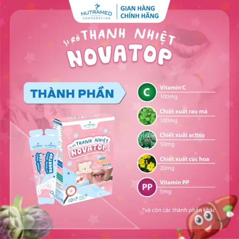 Siro Novatop hỗ trợ thanh nhiệt, mát gan, giảm nhiệt miệng cho bé (10 gói)