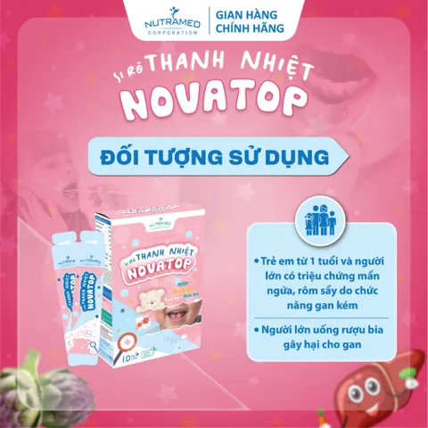 Siro Novatop hỗ trợ thanh nhiệt, mát gan, giảm nhiệt miệng cho bé (10 gói)