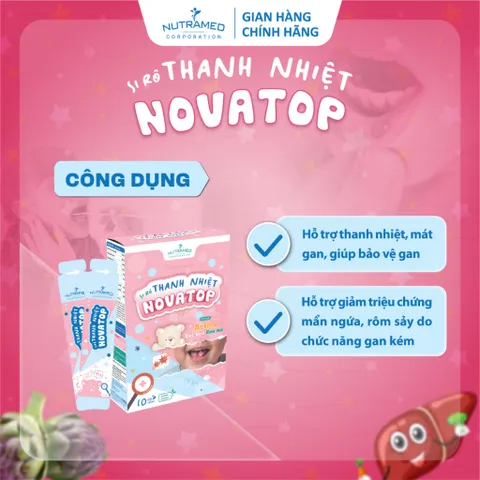 Siro Novatop hỗ trợ thanh nhiệt, mát gan, giảm nhiệt miệng cho bé (10 gói)