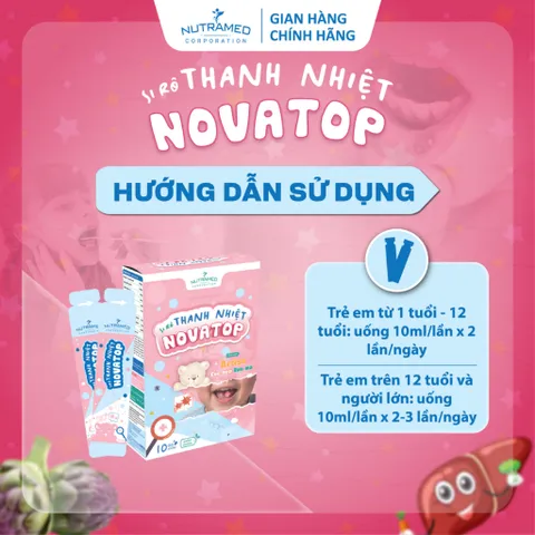Siro Novatop hỗ trợ thanh nhiệt, mát gan, giảm nhiệt miệng cho bé (10 gói)