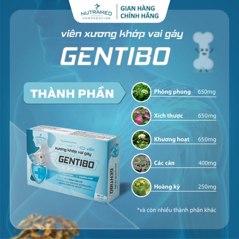 Viên uống Gentibo hỗ trợ giảm đau xương khớp, mỏi chân tay và vai gáy - Giải pháp cho sức khỏe xương khớp (30 viên)