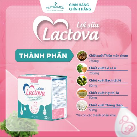 Cốm Lợi Sữa Lactova 20 Gói - Giải Pháp Tăng Tiết Sữa & Giảm Tắc Tuyến Sữa Cho Phụ Nữ Sau Sinh - Nutramed