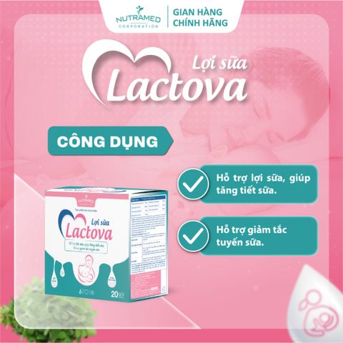 Cốm Lợi Sữa Lactova 20 Gói - Giải Pháp Tăng Tiết Sữa & Giảm Tắc Tuyến Sữa Cho Phụ Nữ Sau Sinh - Nutramed