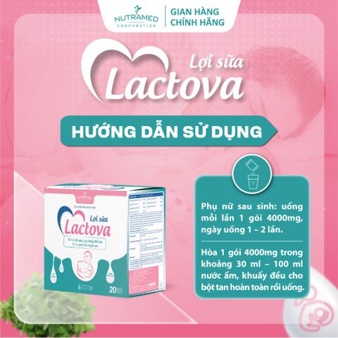 Cốm Lợi Sữa Lactova 20 Gói - Giải Pháp Tăng Tiết Sữa & Giảm Tắc Tuyến Sữa Cho Phụ Nữ Sau Sinh - Nutramed