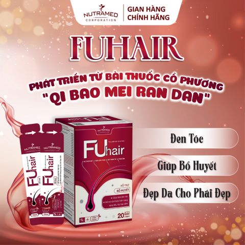 Gói uống Fuhair hỗ trợ bổ huyết, làm đen tóc, đẹp da cho phụ nữ (Hộp 20 gói x 10ml) - Nutramed