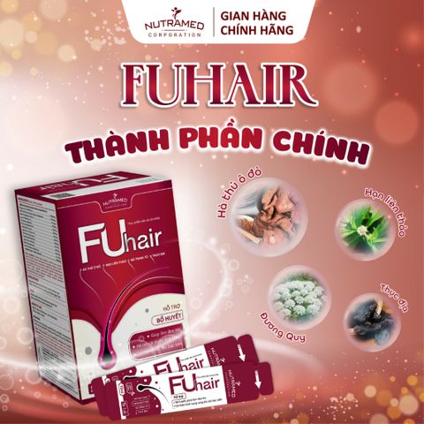 Gói uống Fuhair hỗ trợ bổ huyết, làm đen tóc, đẹp da cho phụ nữ (Hộp 20 gói x 10ml) - Nutramed