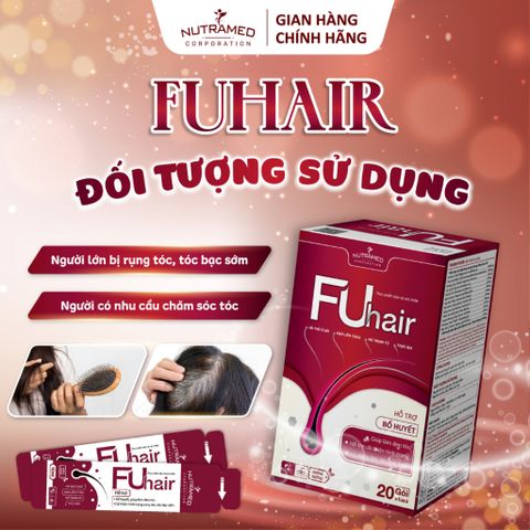 Gói uống Fuhair hỗ trợ bổ huyết, làm đen tóc, đẹp da cho phụ nữ (Hộp 20 gói x 10ml) - Nutramed