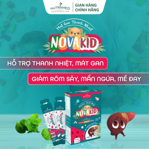 Gói Uống Mát Gan Thanh Nhiệt Novakid cho Trẻ Em - Hỗ Trợ Giảm Rôm Sảy, Mẩn Ngứa (Hộp 10 Gói x 10ml) - Nutramed