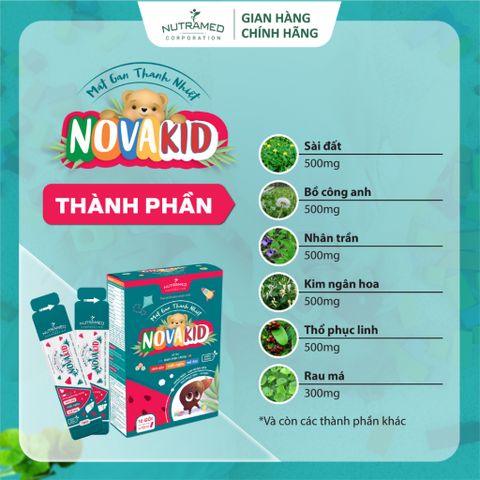 Gói Uống Mát Gan Thanh Nhiệt Novakid cho Trẻ Em - Hỗ Trợ Giảm Rôm Sảy, Mẩn Ngứa (Hộp 10 Gói x 10ml) - Nutramed