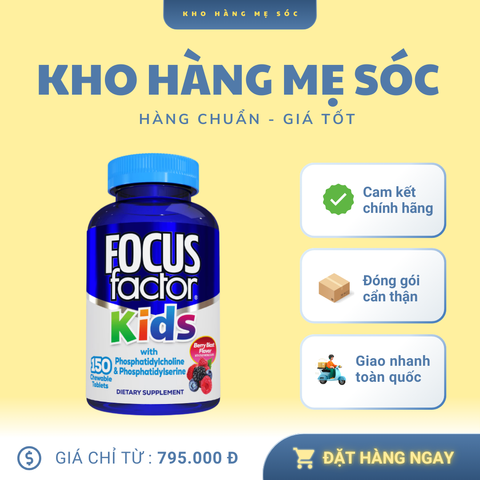 Kẹo Nhai Focus Factor For Kids 150 Viên - Bổ Não, Tăng Trí Nhớ Với Vitamin Berry Blast - Sản Phẩm Mỹ Chính Hãng Cho Trẻ Từ 4 Tuổi