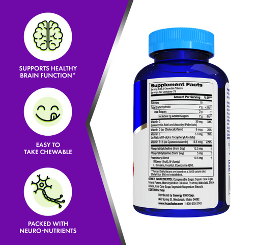 Kẹo Nhai Focus Factor For Kids 150 Viên - Bổ Não, Tăng Trí Nhớ Với Vitamin Berry Blast - Sản Phẩm Mỹ Chính Hãng Cho Trẻ Từ 4 Tuổi