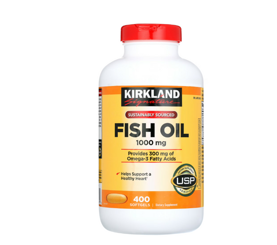 Viên Dầu Cá Omega 3 Kirkland Signature 1000mg 400 Viên - Hỗ Trợ Tim Mạch, Não Bộ, Thị Lực - Dầu Cá Tinh Khiết, Dễ Uống